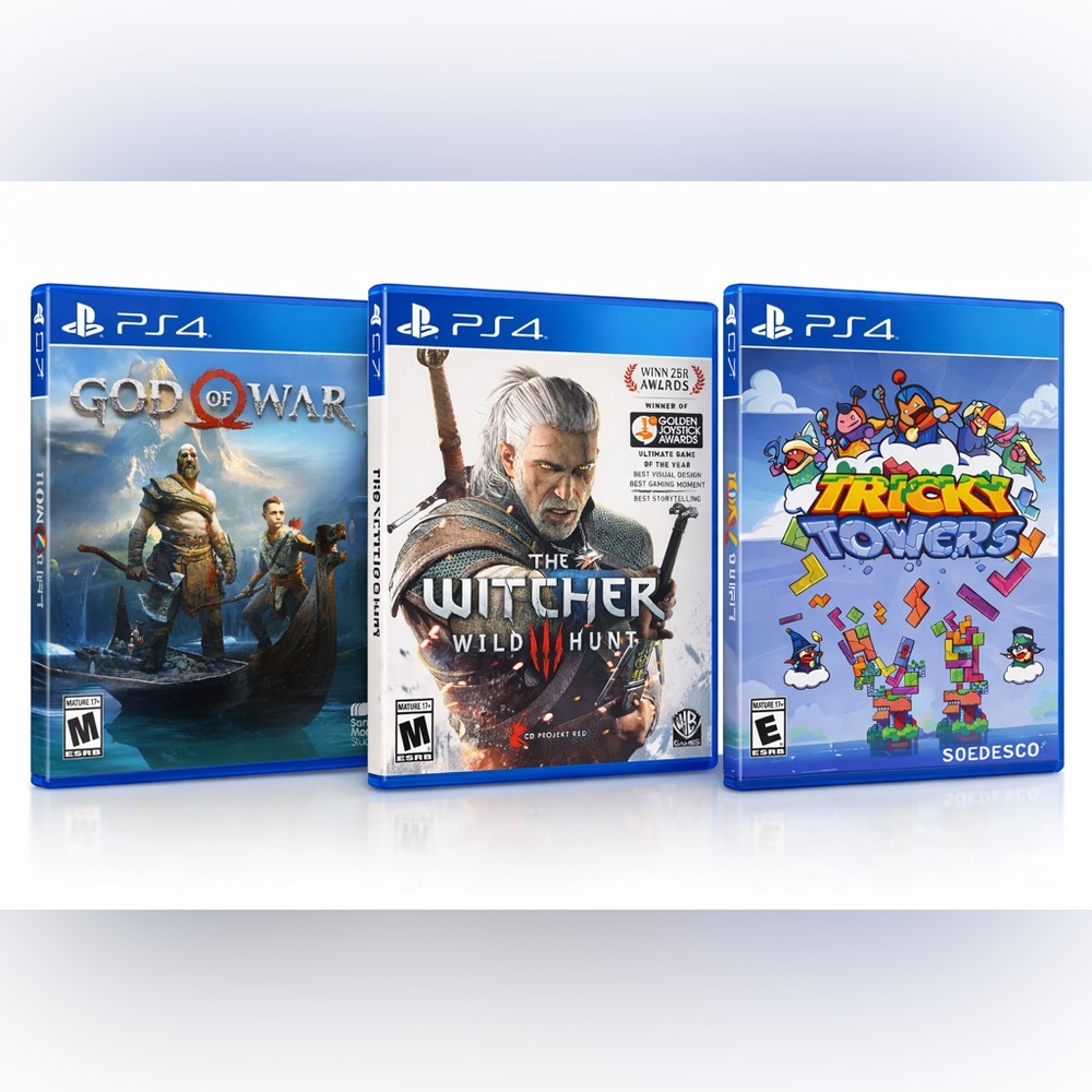 PS4 Game Bundle | God of War + Witcher 3 + Tricky Towers | Tested